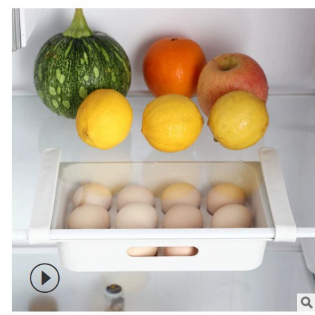 Plastic Storage Box for Fridge — Fruit & Snack Container, White, Slide-Out Organizer