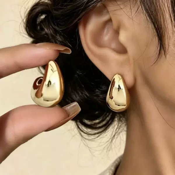 European and American Cross-Border Ccb Earrings, Niche Style, Simple Water Drop Bean Earrings, Autumn and Winter High-End Jewelry Earrings