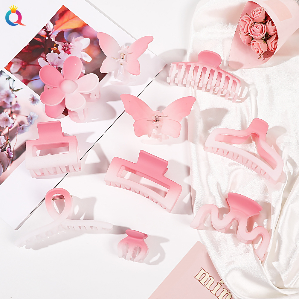 Qiyue határokon átnyúló színátmenetes hajtű matt fogócsat édes női cápacsat hajcsat hajkiegészítők nagykereskedelemben_voghion.com