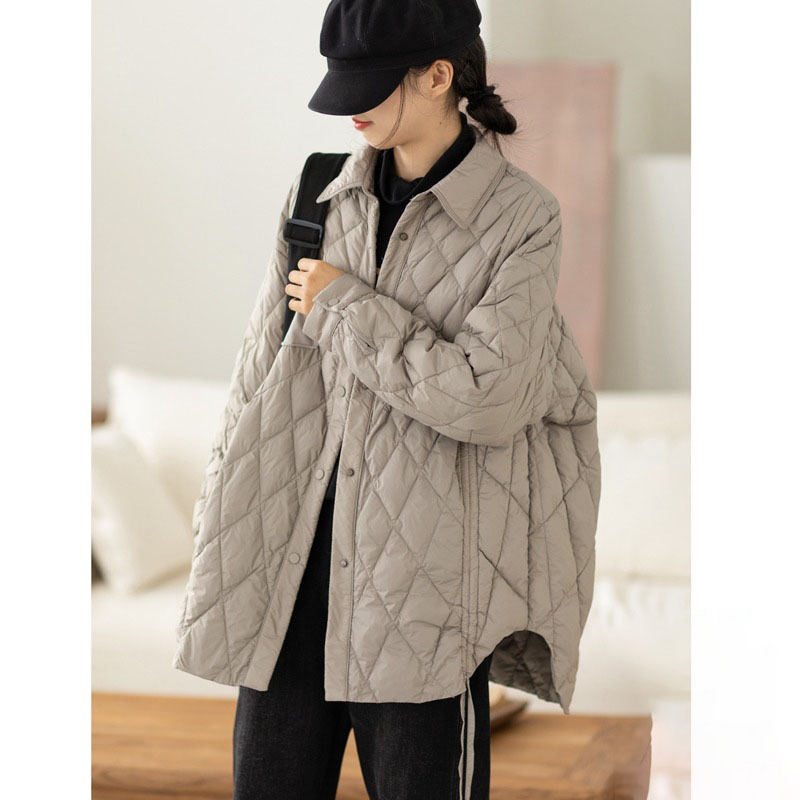 Agujero M 90 terciopelo Otoño e Invierno nueva moda casual solapa color sólido cordón diseño gris pato abajo chaqueta abrigo