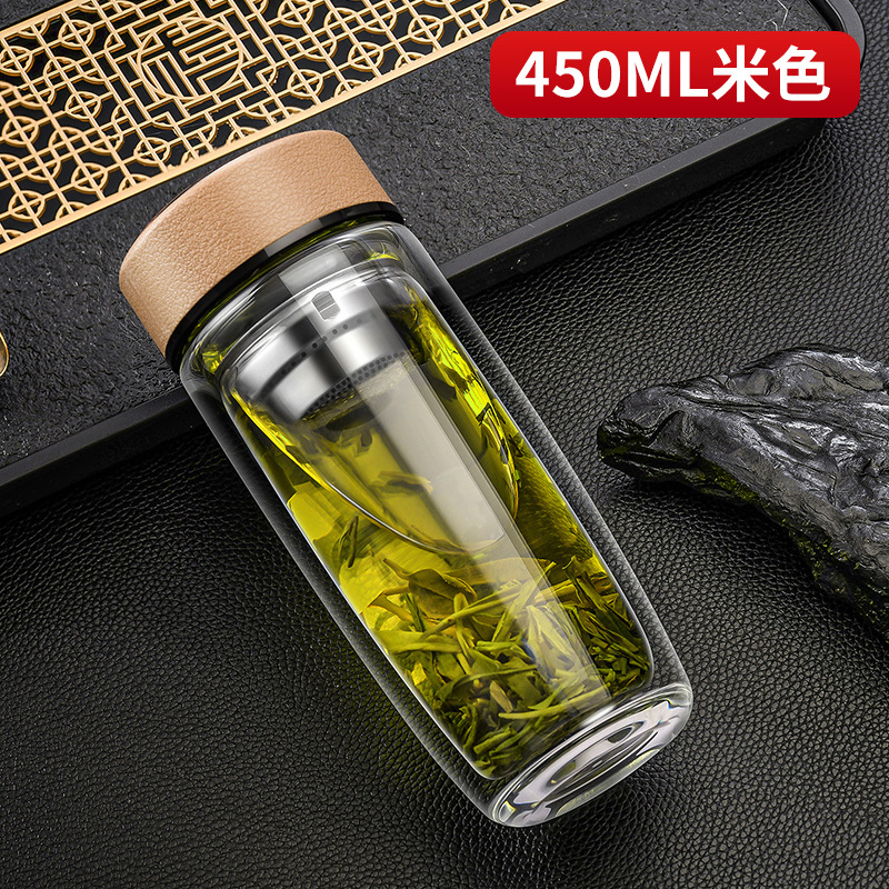 Taza de huevo de doble capa de vidrio de alta temperatura resistente a la separación de té a prueba de explosiones borosilicato taza de té taza de agua taza de regalo al por mayor