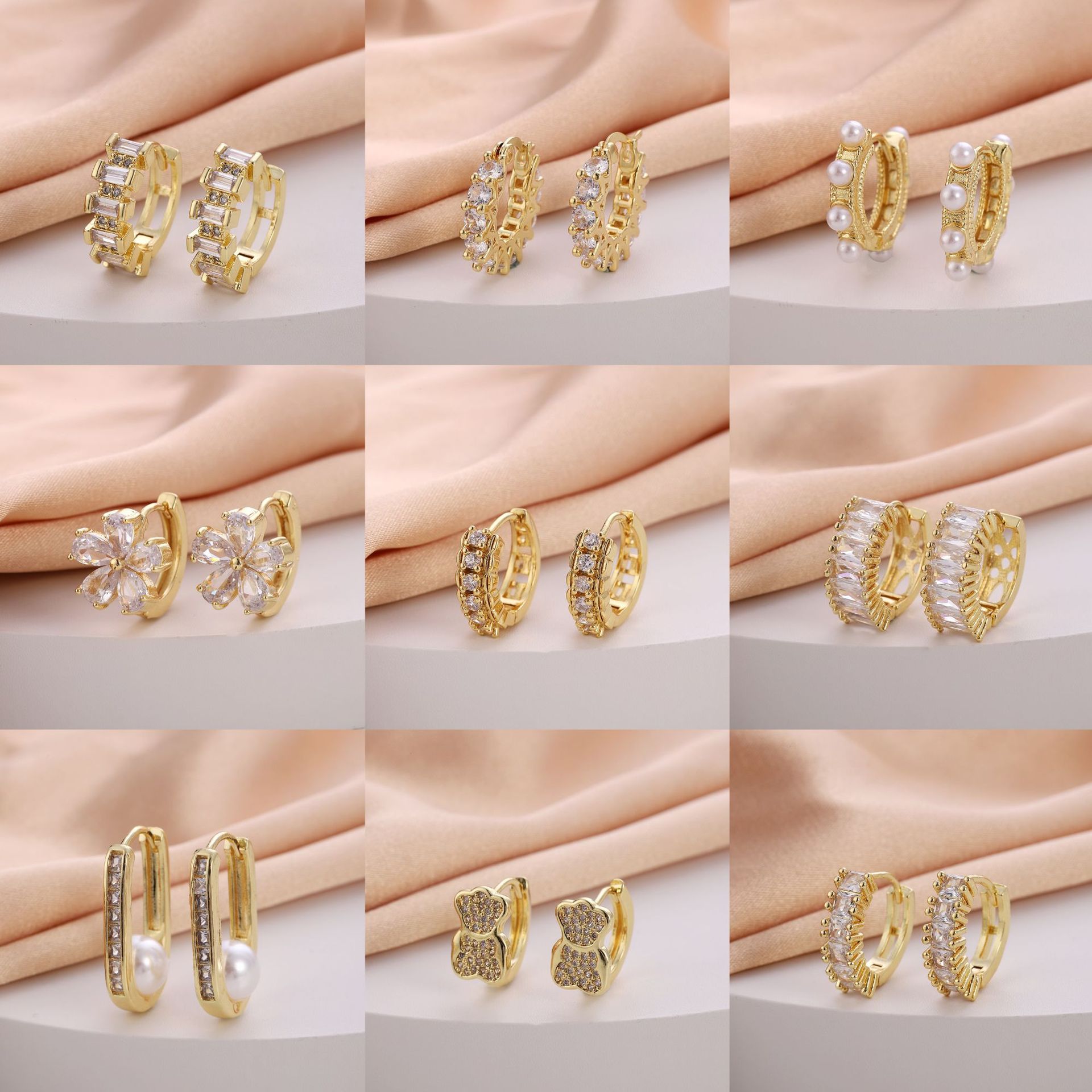 [Customized] European and American Fashion Versatile Copper Zircon Real Gold Earrings Ins Style Niche Design High-End Earrings for Women