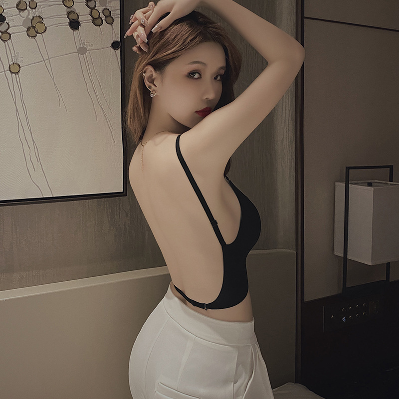 U-shaped beautiful back underwear women's small chest gathered 2022 explosion with chest pad outer wear vest integrated seamless backless bra