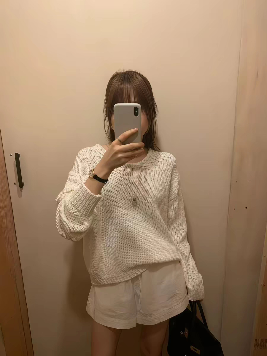 Qc Does Not Offer Returns or Exchanges 2026 Summer New Style Korean Dongdaemun Ou*Ce Loose Solid Color Round Neck Pullover Knit Top