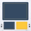 Two-color, square, blue, yellow