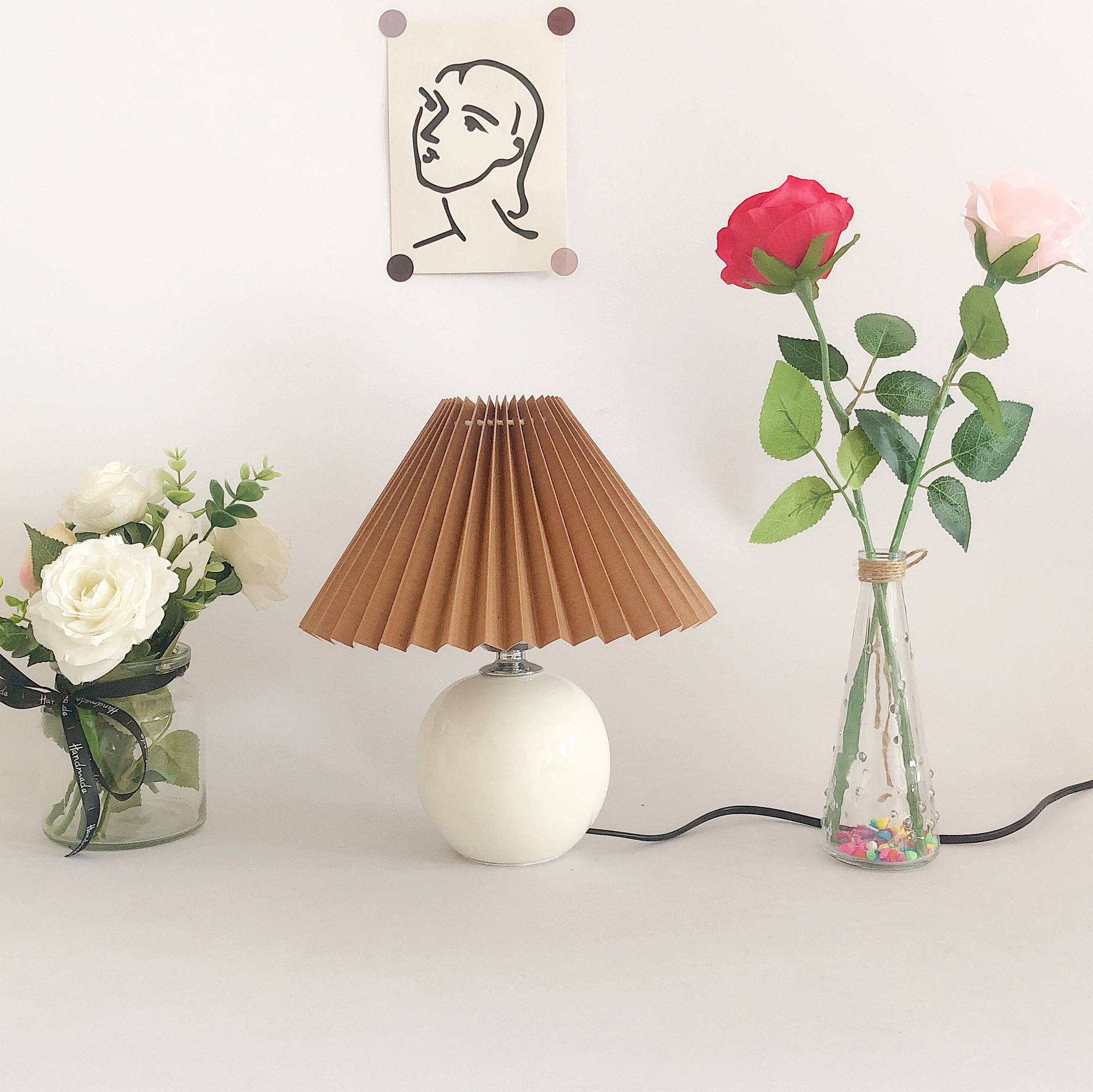 [Xianfan] Super lindo plisado noche luz Retro Vintage Colegio estudiante dormitorio lámpara de escritorio lectura