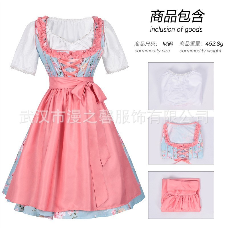 2025年ドイツミュンヘンビール祭 バイエルン風コスチューム レース付きメイド服 ステージ衣装|undefined