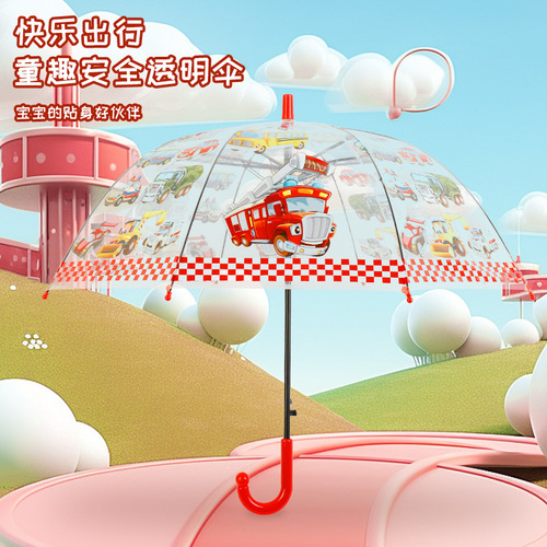 New 17-inch transparent umbrella for children, cute cartoon pattern, transparent small umbrella for kindergarten wholesale