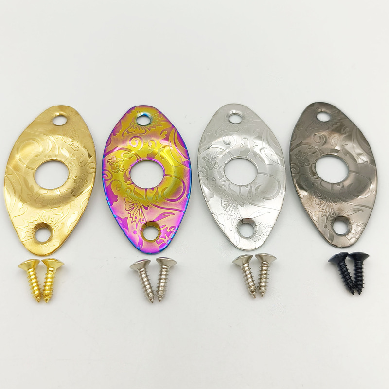 High-End Stainless Steel Vintage Carved Guitar Cat's Eye Output Jack Plate Universal Audio Interface Socket for Electric Guitar and Bass