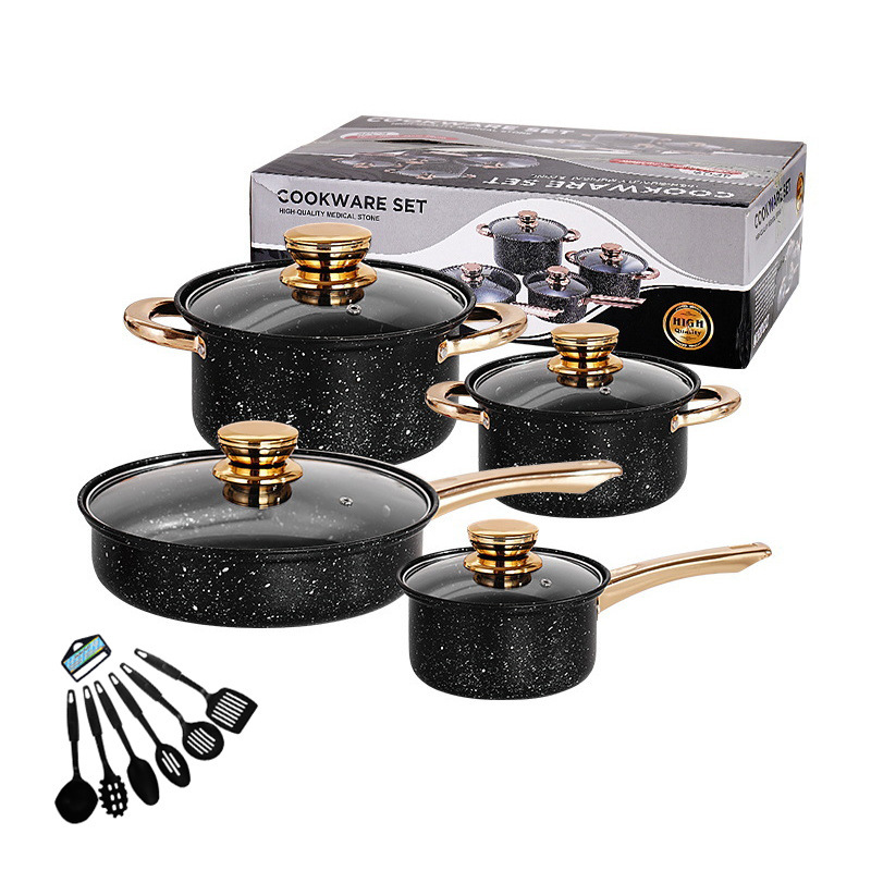 麦飯石金色ハンドルスープ鍋調理鍋nonstick pot調理器具セット|undefined
