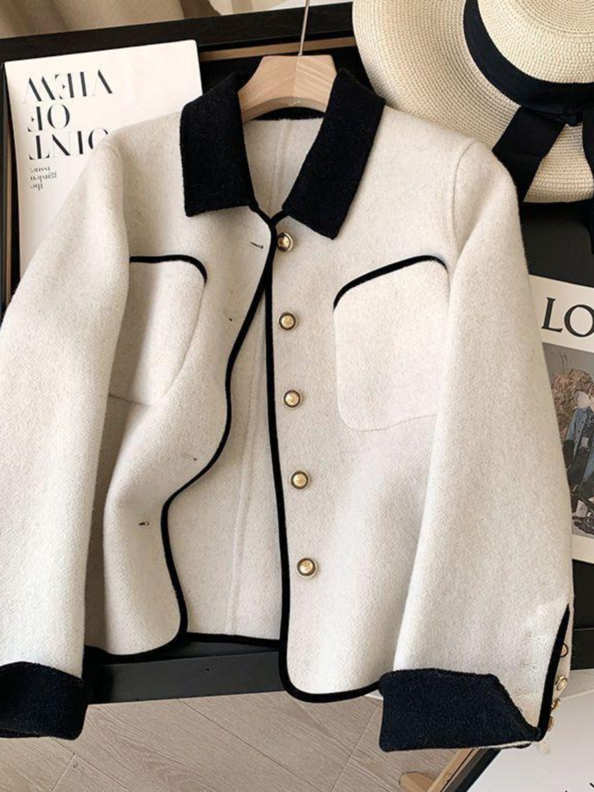 Tweed Style Woolen Outwear for Women 2025 Autumn and Winter New Fashion Small Elegant Lapel Casual Tops