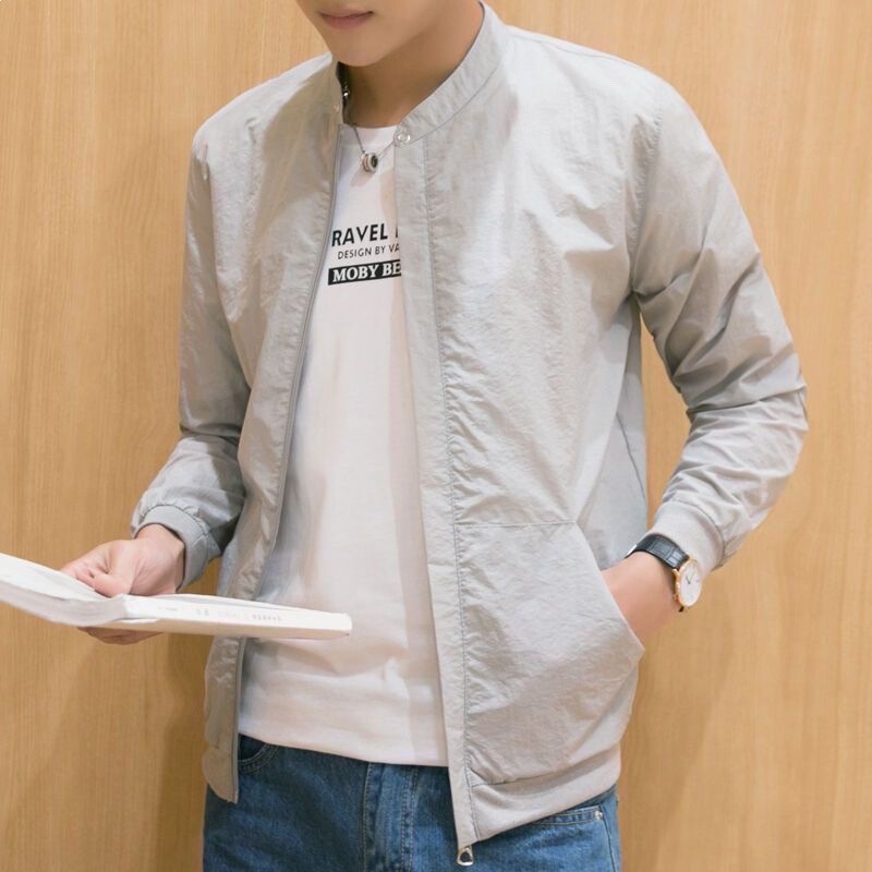 Thin Summer Breathable Clothing for Men, New Korean Style Trendy Slim Fit Stand-Up Collar Men's Jacket, Color Sun Protection Jacket 12 Thin Summer Breathable Clothing for Men, New Korean Style Trendy Slim Fit Stand-Up Collar Men's Jacket, Color Sun Protection Jacket 12