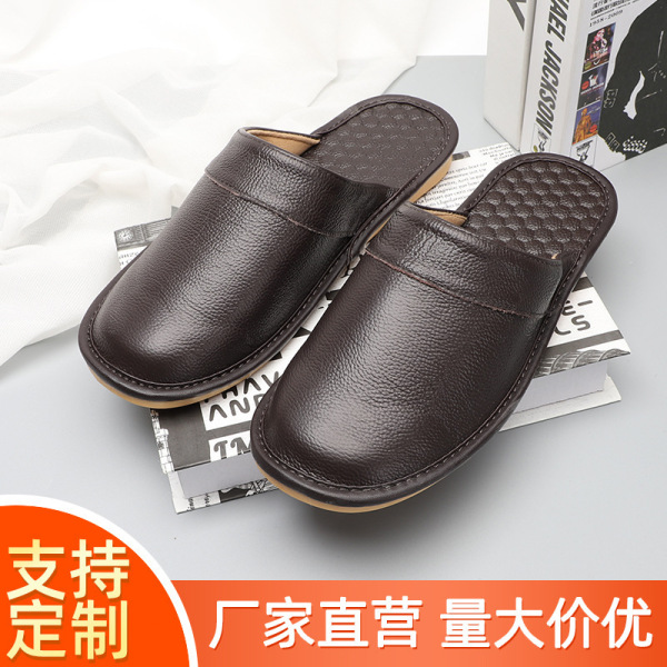 Leather women's breathable non-slip slippers all-season for men and…