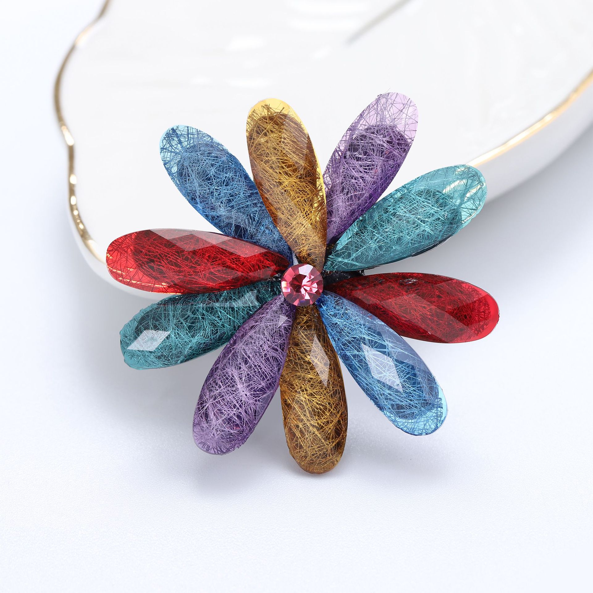 17g Weight Acrylic Inlay Material Brooches Classification Casual, Holiday, Banquet Occasion Alloy Material Flower Pattern All Seasons Season Women's Gender Inlay Design Simple Style Style Simple Style Pin Flower Alloy Inlay Acrylic Women's Brooches 19