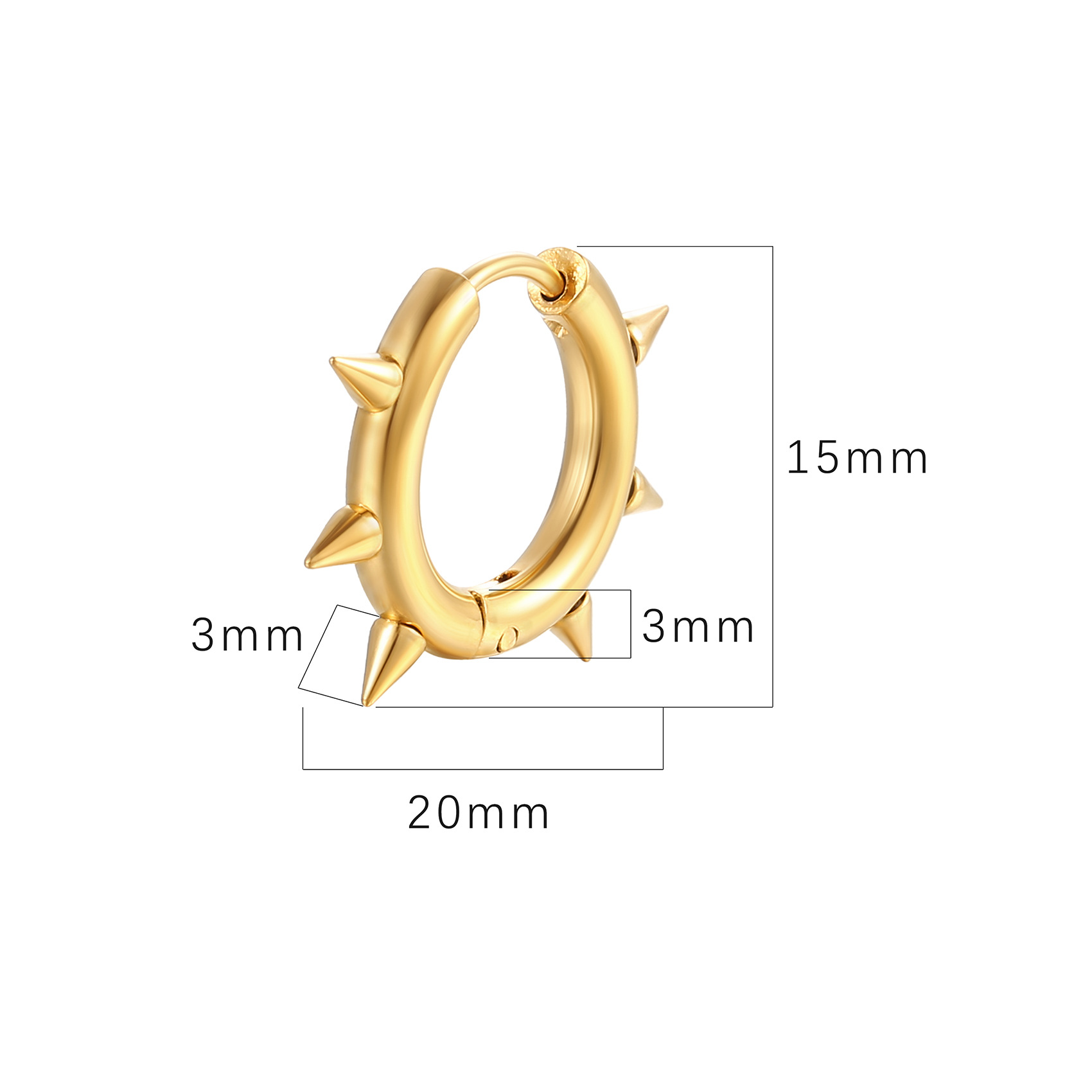 Earrings Classification 1 Piece Quantity Daily Occasion 201 Stainless Steel Material PVD Coated 18K Gold Real Gold Plated Solid Color 201 Stainless Steel Fashion Waterproof Non Tarnish Earrings