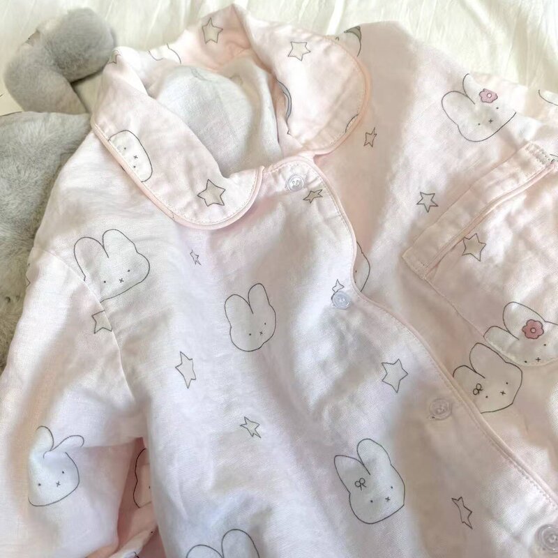Princess Collar Square Neck Long-Sleeve Long Pants A-Class Pure Cotton Double-Layer Gauze Maternity Loungewear Set Cartoon Pajamas Princess Collar Square Neck Long-Sleeve Long Pants A-Class Pure Cotton Double-Layer Gauze Maternity Loungewear Set Cartoon Pajamas