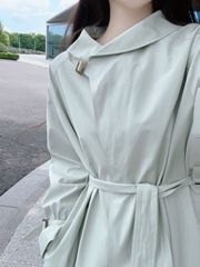 简约通勤英伦风天蓝色风衣外套女2025秋季新款小个子显瘦气质大衣
