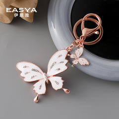 Cross-border drip oil setting diamond starry large butterfly keychain alloy women fashion bag pendant car gift wholesale