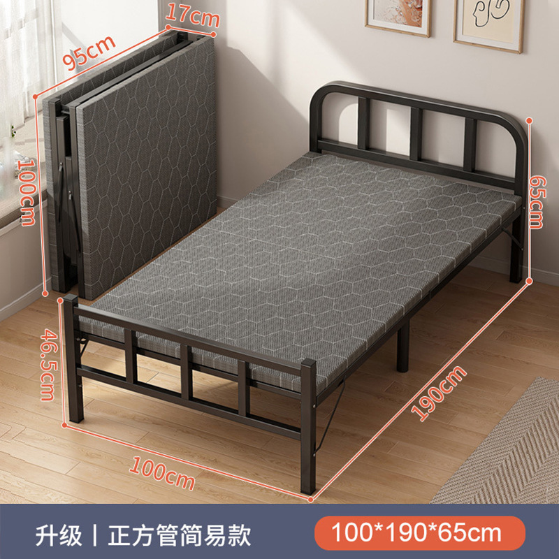 Casa de alquiler Cama individual plegable Cama simple para adultos Cama doble 1m2 dormitorio de alquiler Cama de tablero duro