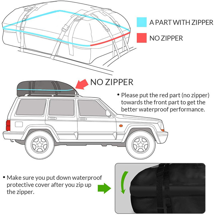 Cross-border bestseller: Thickened 600D Oxford cloth car roof luggage bag, waterproof and sun-resistant car roof bag