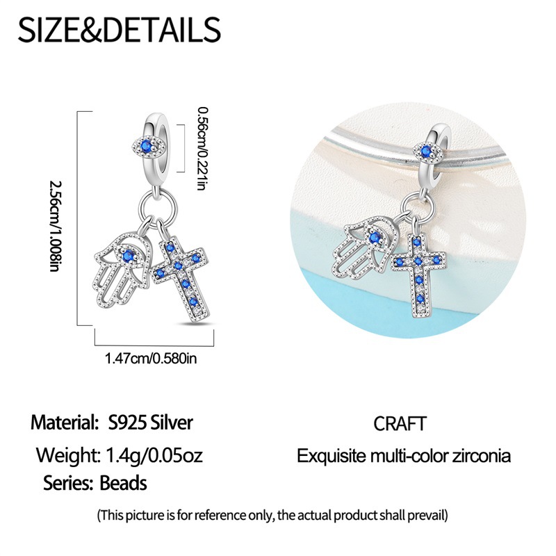 925 Sterling Silber Charm Unsere Liebe Frau der Liebe Kreuz Perle Charm DIY Schmuck Armband Zubehör_voghion.com