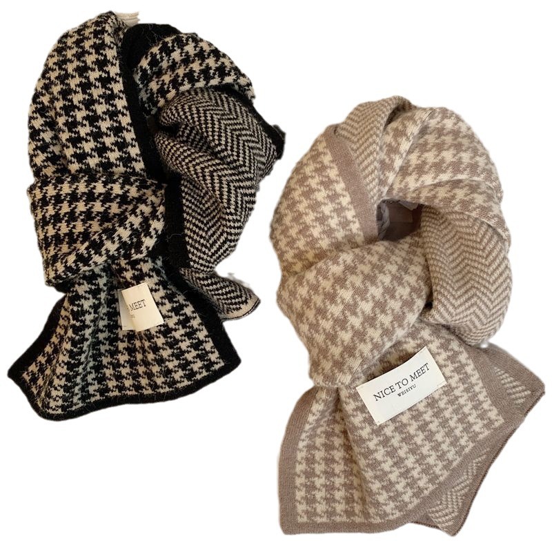 Scarf female winter new Korean version of the atmosphere of double-sided students cute warm thick knit high-grade neck