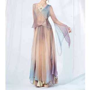 New Classical Dance Performance Clothing for Women, Gradient Color, Elegant, Han and Tang, No Practice Clothing, Chinese Dance Performance Clothing Set Wholesale