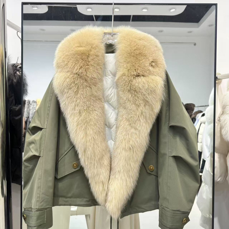 Detachable Real Fox Fur Collar down Jacket Parka Women's Workwear Fur Coat Sweet Style Cold Protection Detachable Real Fox Fur Collar down Jacket Parka Women's Workwear Fur Coat Sweet Style Cold Protection