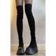 Women's Boots 2023 New Thick Leg Small Thick Bottom Stretch High Boots Black High Heel Over-the-Knee Boots