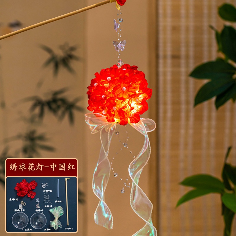 儿童汉服宫灯摆摊花灯手提diy材料包灯笼古风玉兔发光中秋节兔子|undefined