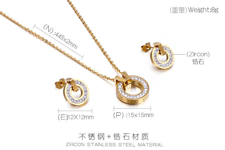 Korean Style Stylish round Rhinestone Necklace Simple Hollow Titanium Steel Clavicle Chain Roman Dig