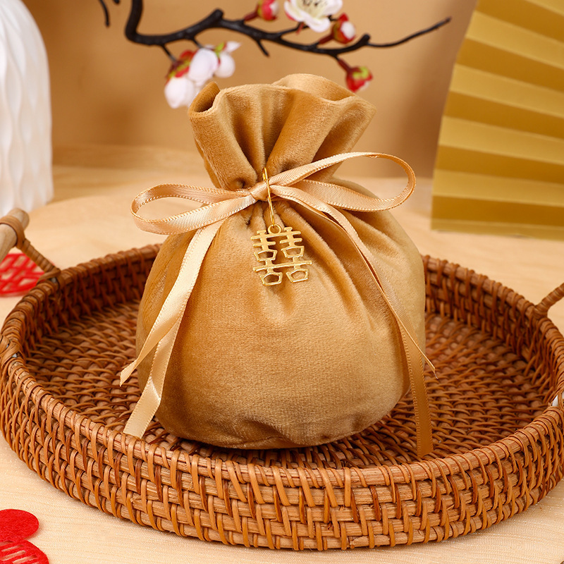 ヨーロッパ式の喜糖袋の創意的な丸い糸の布の結婚式の喜糖の箱のお土産の結婚祝いの祝日のプレゼントの袋の束のポケット|undefined