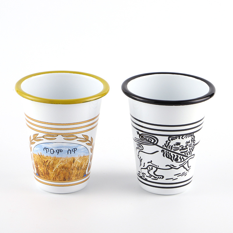 한국 복고풍 귀여운 에나멜 커피잔 커플 만화 캐릭터 창의적인 음료컵 제조업체 공급