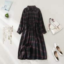 外贸原单意大利剪标出口秋季新款系带显腰身衬衣外套复古连衣裙女