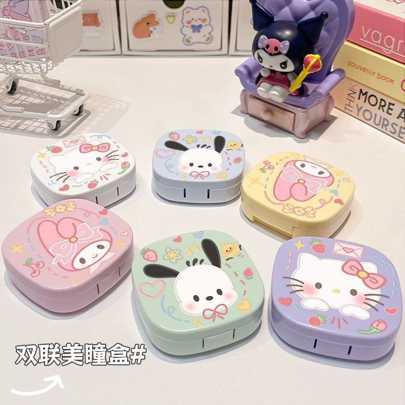 Красота зрачок коробка милые кошки контактные линзы коробка портативный полный набор инструментов