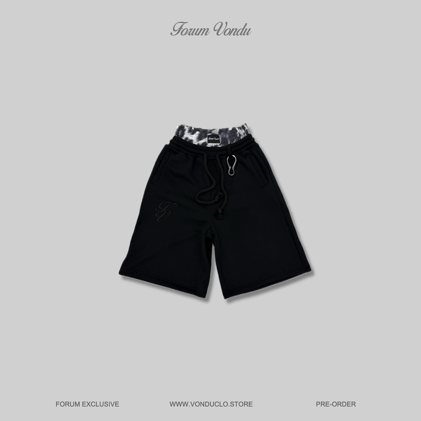 Forum Vondu Double Waistband Sweat Shorts Black