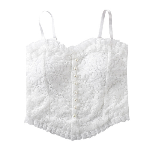 Lace edge camisole top women's underpajamas outerwear with built-in cups, Korean style design, unique wrap camisole top, underwear