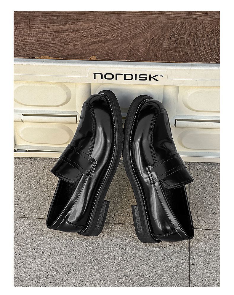 Mocassini casual da uomo ShoeVault in pelle con suola spessa, stile britannico alla moda, slip-on con rialzo, adatti per il lavoro e l'ufficio_voghion.com