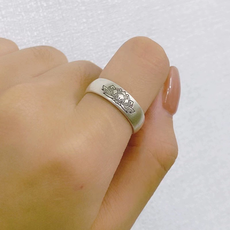 Retro fashionable classic ethnic ring, ethnic style, on index finger