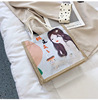 Fresh capacious cloth bag, brand linen bag, cartoon shopping bag, 2022 collection, Korean style