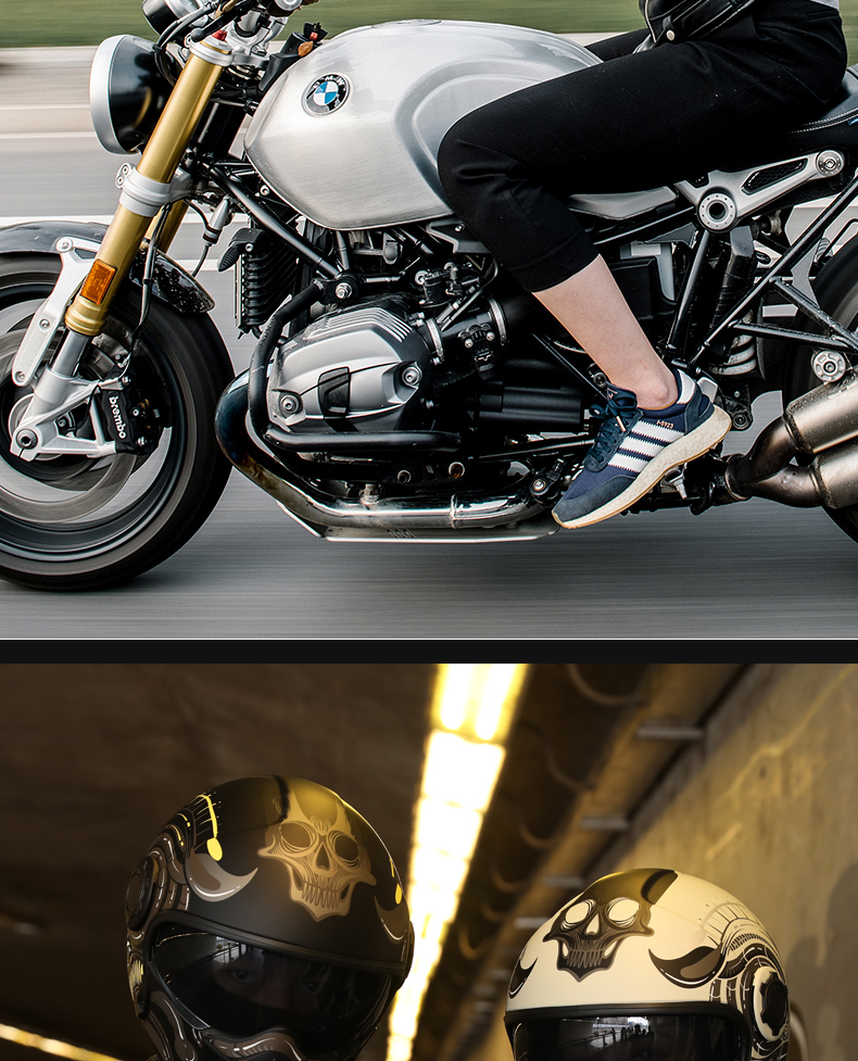 Sairo Motorcycle Full Helmet Retro Cruiser Harley Four Seasons