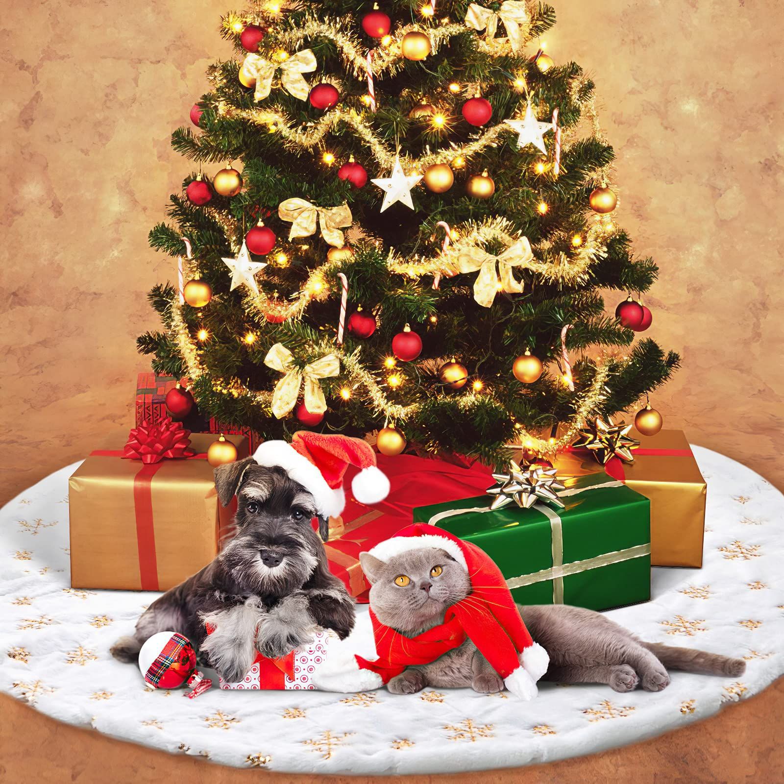 Falda para árbol de Navidad transfronteriza, falda para árbol de lentejuelas con copos de nieve nacarados, falda para árbol bordada de felpa blanca, decoración para árbol de Navidad