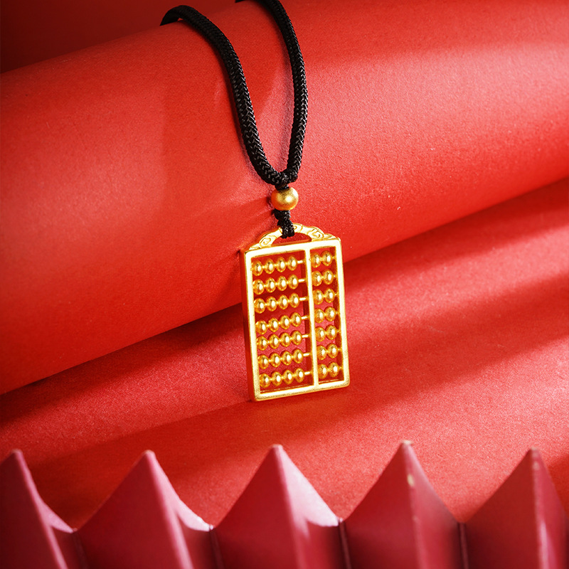 Antigua arena francesa oro Ábaco negro cuerda collar estilo chino retro todo fósforo Ruyi placa auspicioso transmisión en vivo productos calientes suministro directo de fábrica