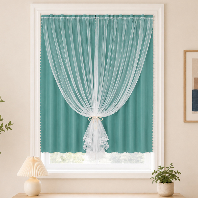 Cerradura especial sin agujeros cortina de velcro ventana flotante cortina autoadhesiva de alquiler cortina simple