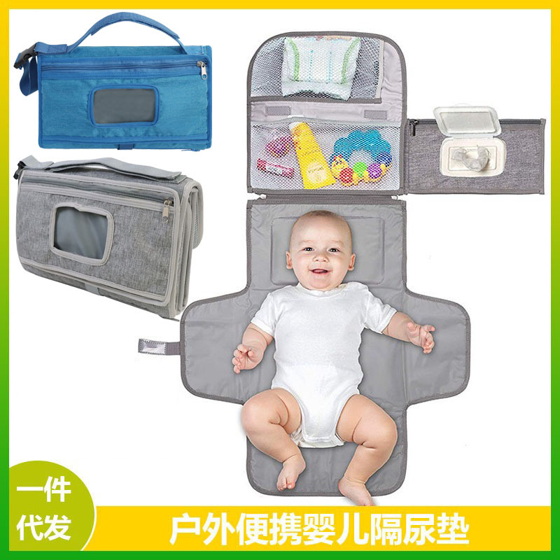 Ventas transfronterizas calientes impermeable diafragma de bebé novato papás cambiando pañales almohadilla colgante bolsa de almacenamiento plegable