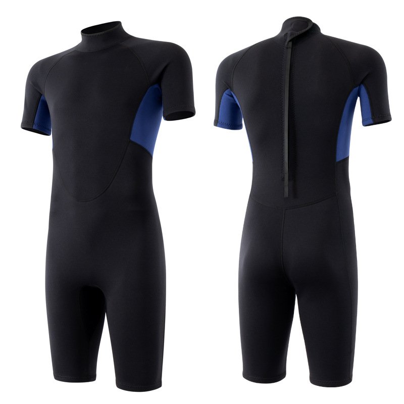 Short-Sleeved Wetsuit for Men, Warm and Cold-Proof 2mm Wet Winter Swimming One-Piece Snorkeling Sun Protection Surfing Suit for Women