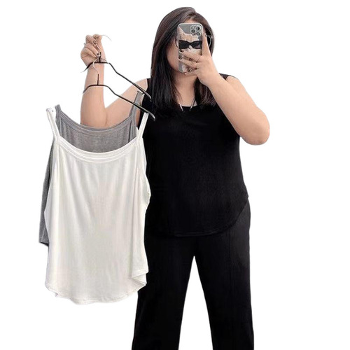 Women's strapless underwire camisole for layering, black and white, plus-size, comfortable and loose fit, suitable for spring commuting, thin and flattering.