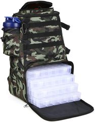 Cross-border Amazon manufacturer dropshipping large capacity camo fishing backpack outdoor fishing double-shoulder lure backpack