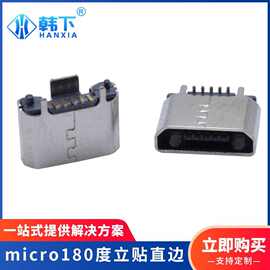 micro180度立式5p贴片直边母座带固定柱高寿命耐温USB连接器厂家