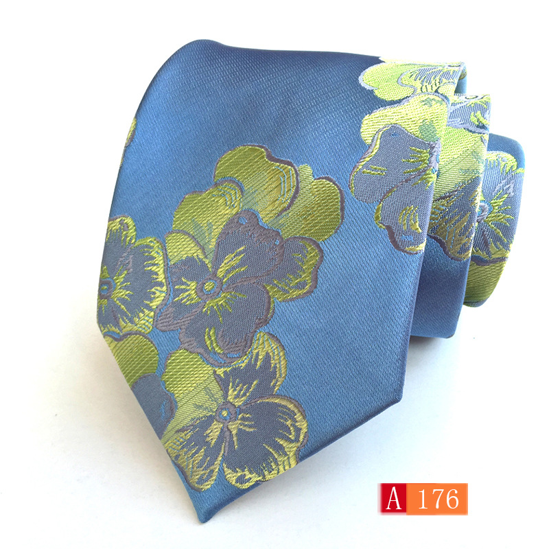 FUENTE fabricante poliéster jacquard material de los hombres corbata flor grande oreja moda corbata de moda en stock al por mayor